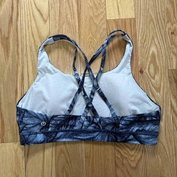 Lululemon Size 12 Strappy Back Energy Sports Bra Mini Concrete Jungle With Pads - Picture 2 of 6
